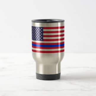 Mug De Voyage "BLUE LINE MINCE sur le DRAPEAU "