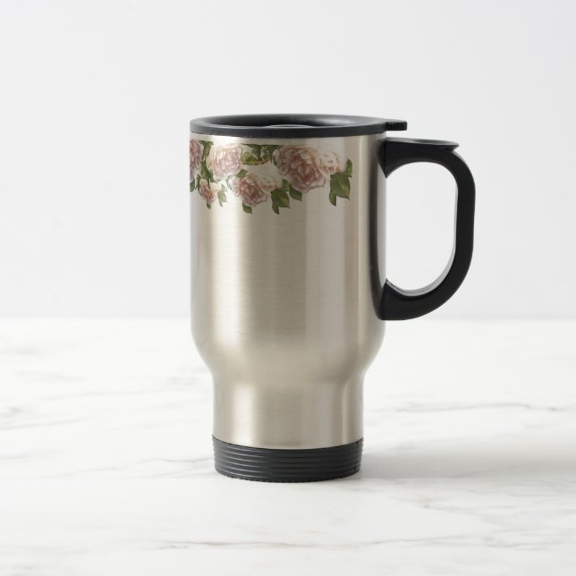 Mug De Voyage Blushing Ivory Peach Rose (Droit)