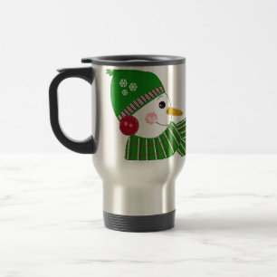 Mug De Voyage Bonhommes de neige avec accessoires verts et rouge