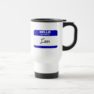 Mug De Voyage Bonjour mon nom est Ian (bleu)
