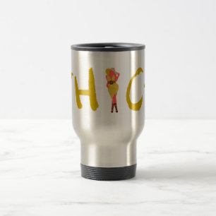 Mug De Voyage Bonne femme épaisse dans la robe Polka Dot