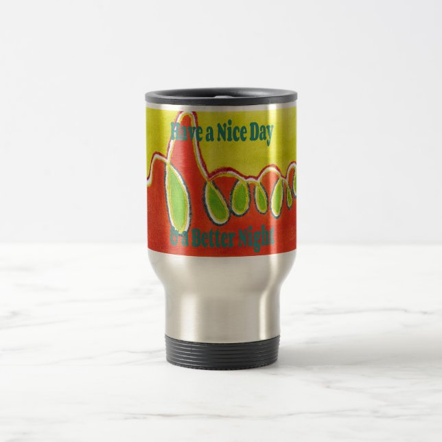Mug De Voyage Bonne journée et meilleure nuit avec gratitude (Centre)