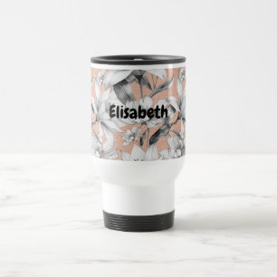 Mug De Voyage Botanique noir blanc rose or parties scintillant f