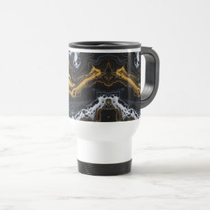 Mug De Voyage Bouchons de café Abstraits de luxe - Noir, Or & Bl