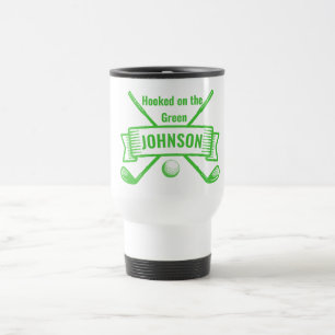 Mug De Voyage Boug De Golf Blanc Personnalisé, Accroché Au Vert