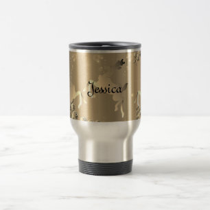 Mug De Voyage Bronzy Reindeer et Snowflakes Nom