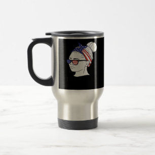 Mug De Voyage C’est le drapeau de Fall Y’all Messy Bun Women USA