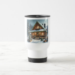 Mug De Voyage Cabane enneigée de Noël/hiver rustique