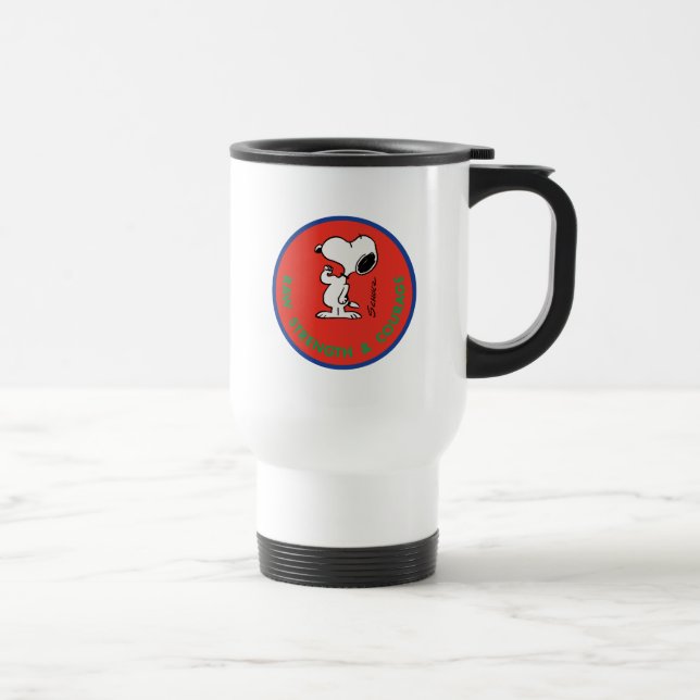 Mug De Voyage cacahuètes | Snoopy Raw Force & Courage Badge (Droite)
