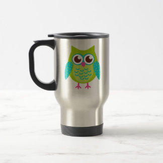 Mug De Voyage Cadeau vert de hiboux