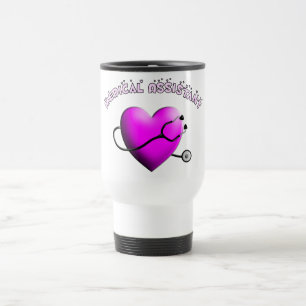 Mug De Voyage Cadeaux de conception de COEUR de ROSE d'aide