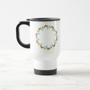 Mug De Voyage Cadre rond floral avec fleurs de rose jaune et rou