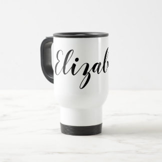Mug De Voyage Café blanc noir simple de nom de manuscrit