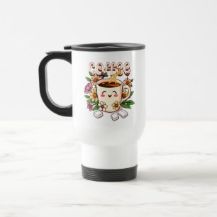 Mug De Voyage Café et fleurs Cute Kawaii
