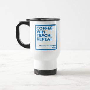 Mug De Voyage Café FLVS. WiFi. Enseigner. Répéter, blanc
