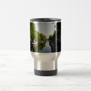 Mug De Voyage Canal d'Amsterdam avec bateaux et pont Photo de vo
