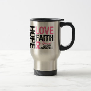 Mug De Voyage Cancer du sein Hope Love Faith