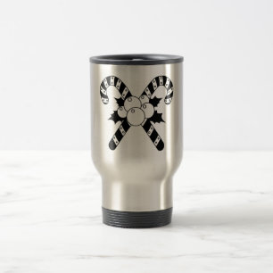Mug De Voyage Canneberges et gui Joyeux Noël noir