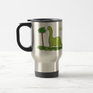 Mug De Voyage Caricature de dinosaure de brontosaurus vert migno