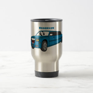 Mug De Voyage Caricature de la Limousine bleu mignonne