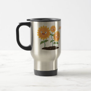 Mug De Voyage Caricature joli tournesol souriant illustration