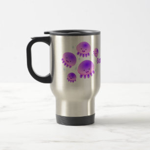Mug De Voyage Caricature kawaii de méduse violette rose mou