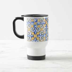 Mug De Voyage Carreaux espagnols - Azulejo Bleu, Jaune et Blanc