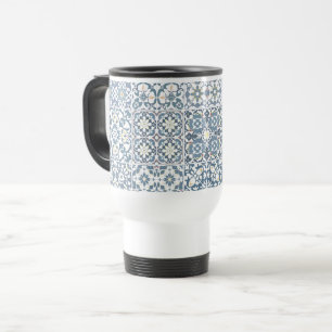 Mug De Voyage Carreaux Méditerranéens, Marocains, Majolique, Azu