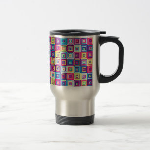 Mug De Voyage Carrés géométriques colorés