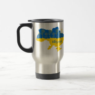 Mug De Voyage Carte de l'Ukraine avec tournesol et drapeau ukrai