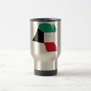 Mug De Voyage Carte du drapeau du Koweït