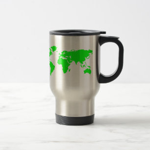 Mug De Voyage Carte du monde blanc vert