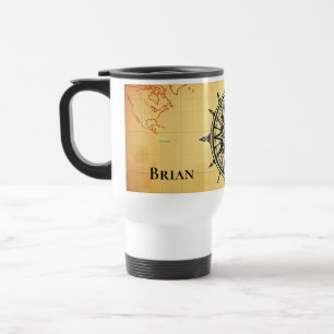 Mug De Voyage Carte du monde vintage et boussole Aventure Person
