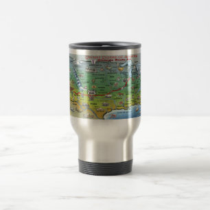 Mug De Voyage Carte historique de bande dessinée de l'itinérai