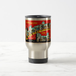 Mug De Voyage Carte postale Vintage du parc national Yellowstone