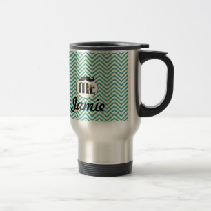Mug De Voyage Chalkboard Mr. Yellow and Green Zigzag Chevron