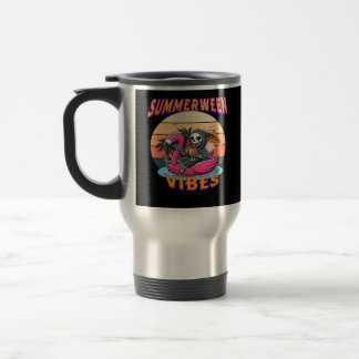 Mug De Voyage Char de Flamant rose Summerween Vibes Grim Reaper