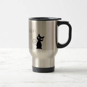 Mug De Voyage Chat Noir Fantaisiste Pailleté-Bonjour Magnifique
