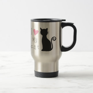 Mug De Voyage Chat noir mignon personnalisable avec beau coeur r