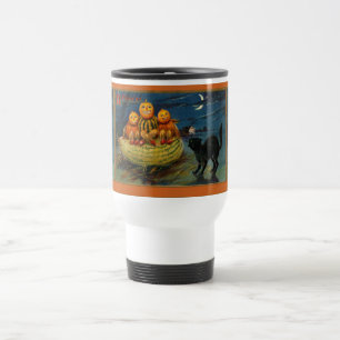 Mug De Voyage Chat noir vintage Halloween Citrouille