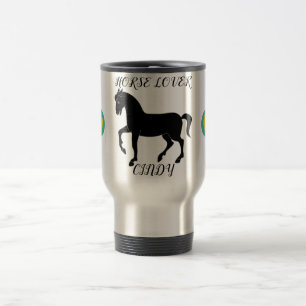 Mug De Voyage Cheval Lover voyage mug avec un nom personnalisé.