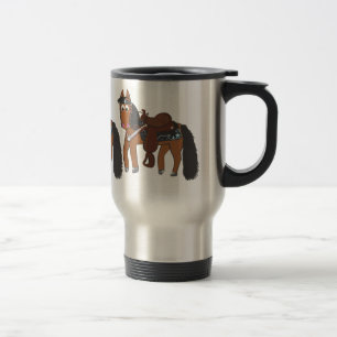 Mug De Voyage Cheval occidental de bande dessinée mignonne