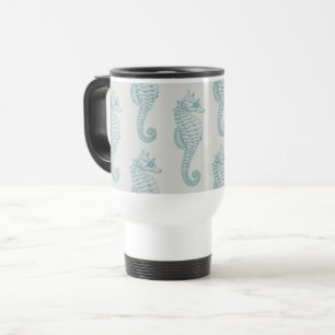 Mug De Voyage Chevaux de mer tropicaux, Motif hippocampe - gris
