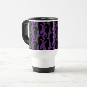 Mug De Voyage Chevaux de mer tropicaux, Motif hippocampe - viole