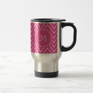 Mug De Voyage Chevron rose chaud | Votre monogramme