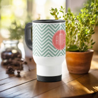 Chevrons à la menthe et au corail Monogramme perso