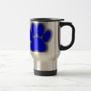 Mug De Voyage Chien Paw En Bleu Avec Contours