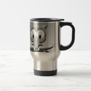 Mug De Voyage Chouette À Papier En Noir Et Blanc