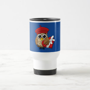 Mug De Voyage Chouette mignonne avec béret rouge et boîte cardia