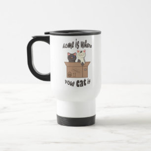 Mug De Voyage Citation drôle Accueil est où est votre chat